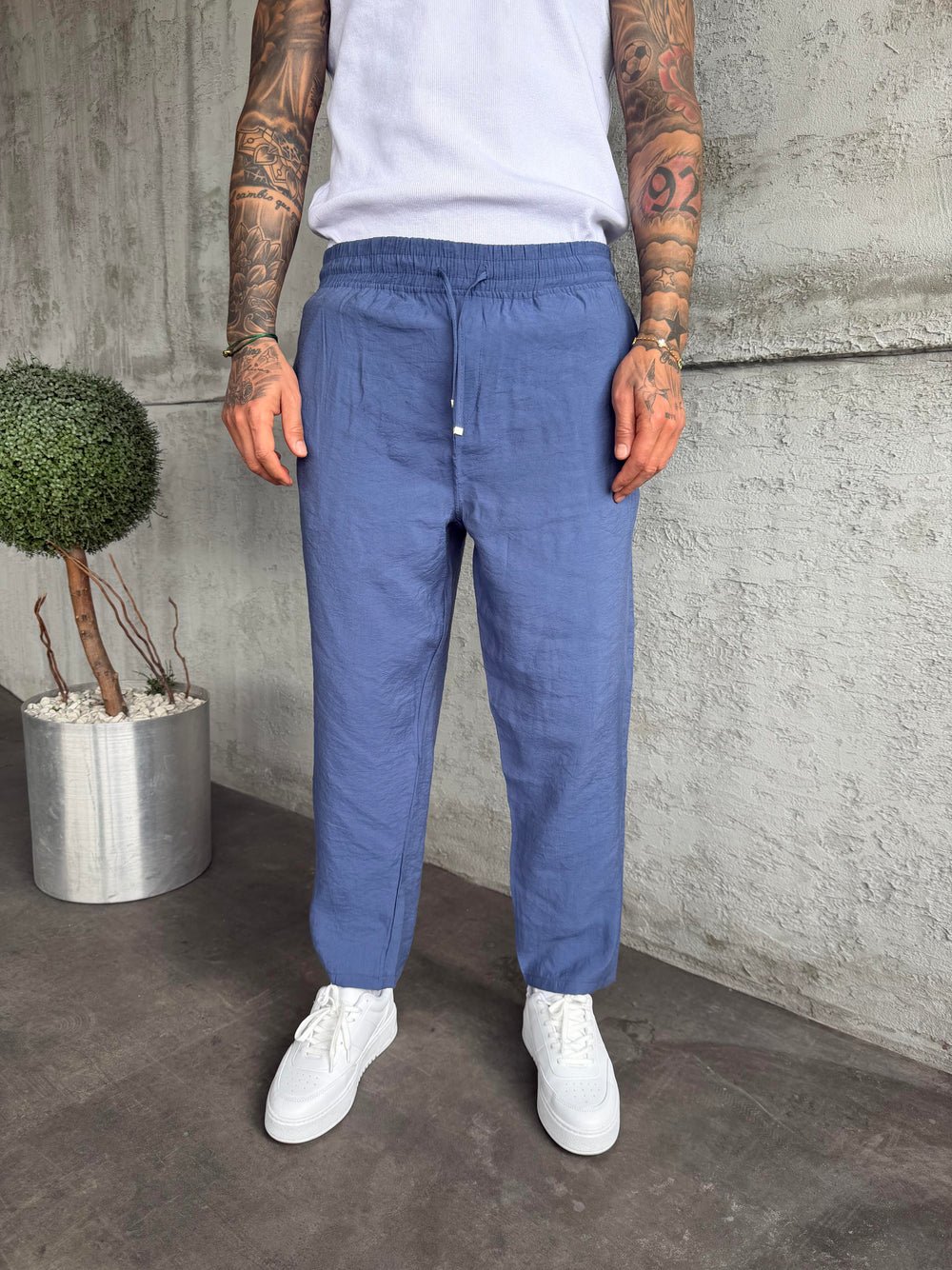 Mavi Tensel Kumaş Boyfriend Pantolon