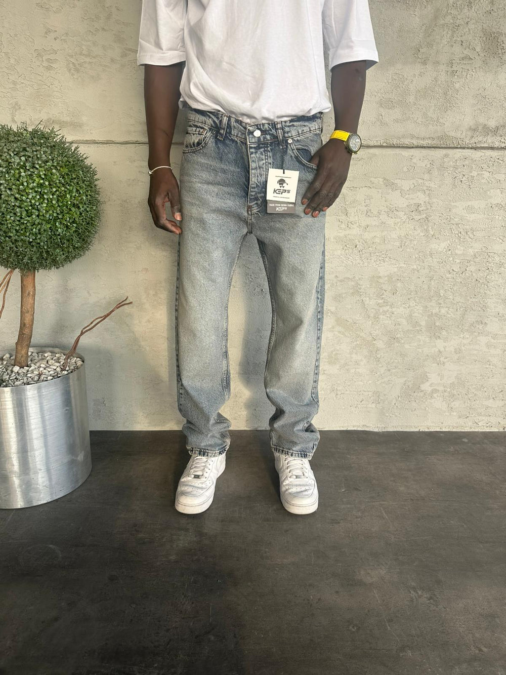 Mavi Yıkamalı Baggy Jean