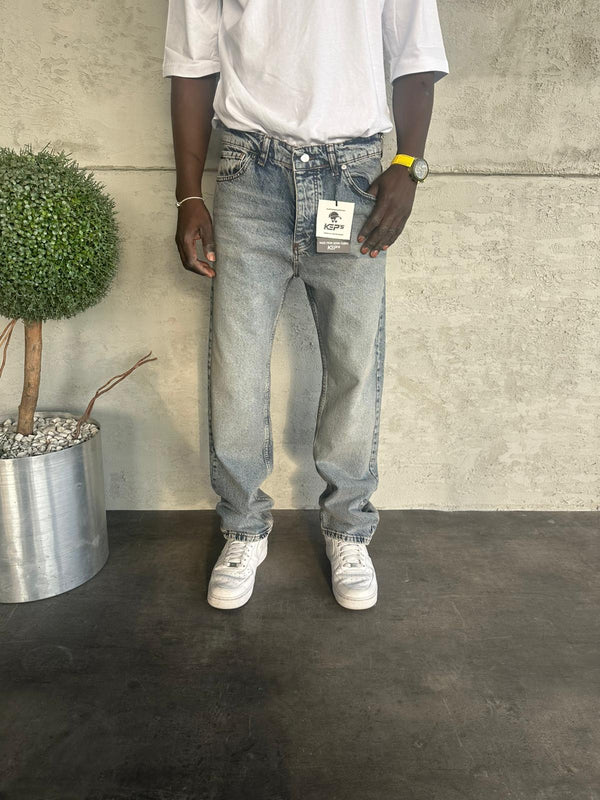 Mavi Yıkamalı Baggy Jean