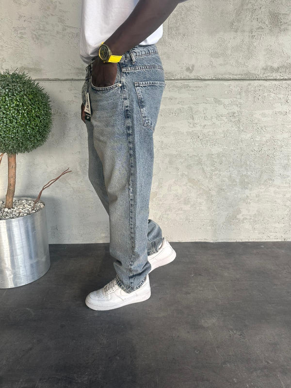 Mavi Yıkamalı Baggy Jean