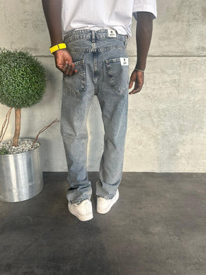 Mavi Yıkamalı Baggy Jean