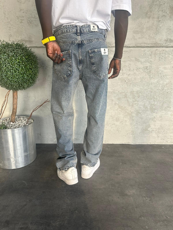 Mavi Yıkamalı Baggy Jean