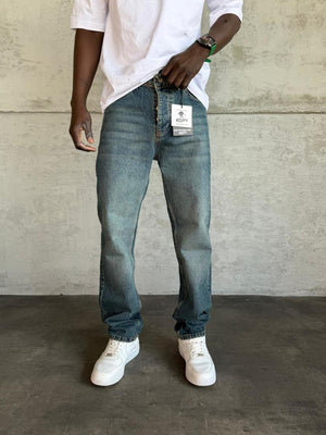 Mavi Yıkamalı Baggy Jean
