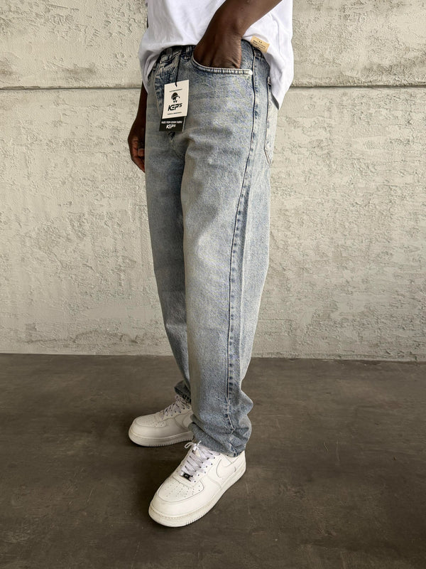 Mavi Yıkamalı Baggy Jean