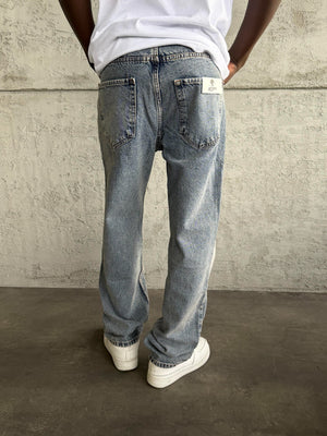 Mavi Yıkamalı Baggy Jean