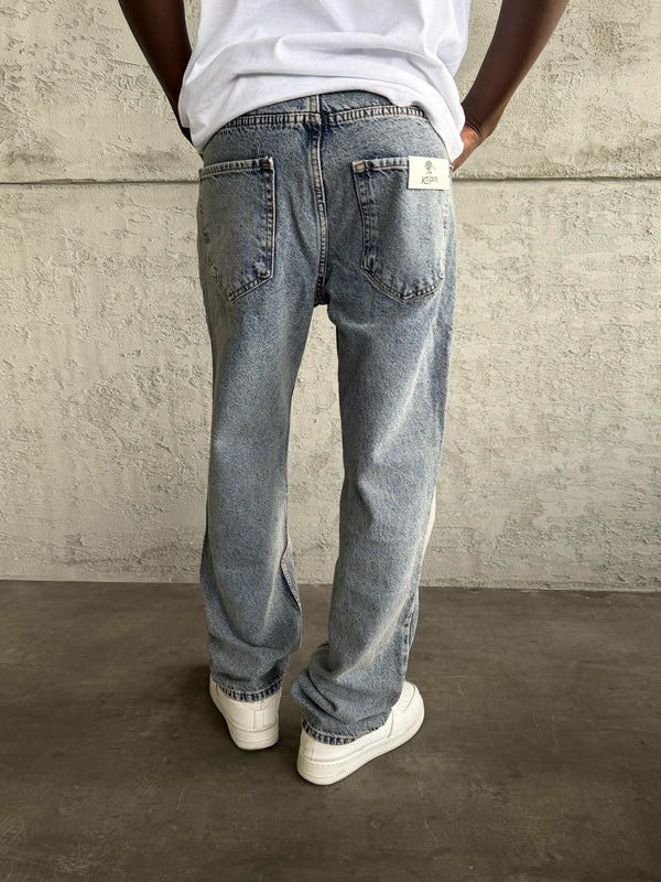 Mavi Yıkamalı Baggy Jean