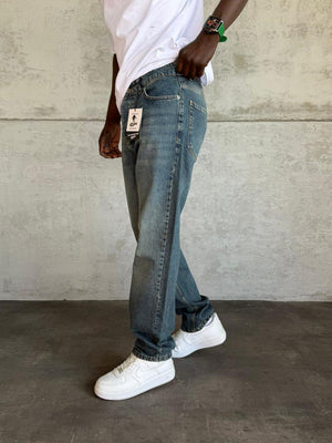 Mavi Yıkamalı Baggy Jean