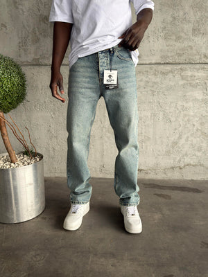 Mavi Yıkamalı Baggy Jean