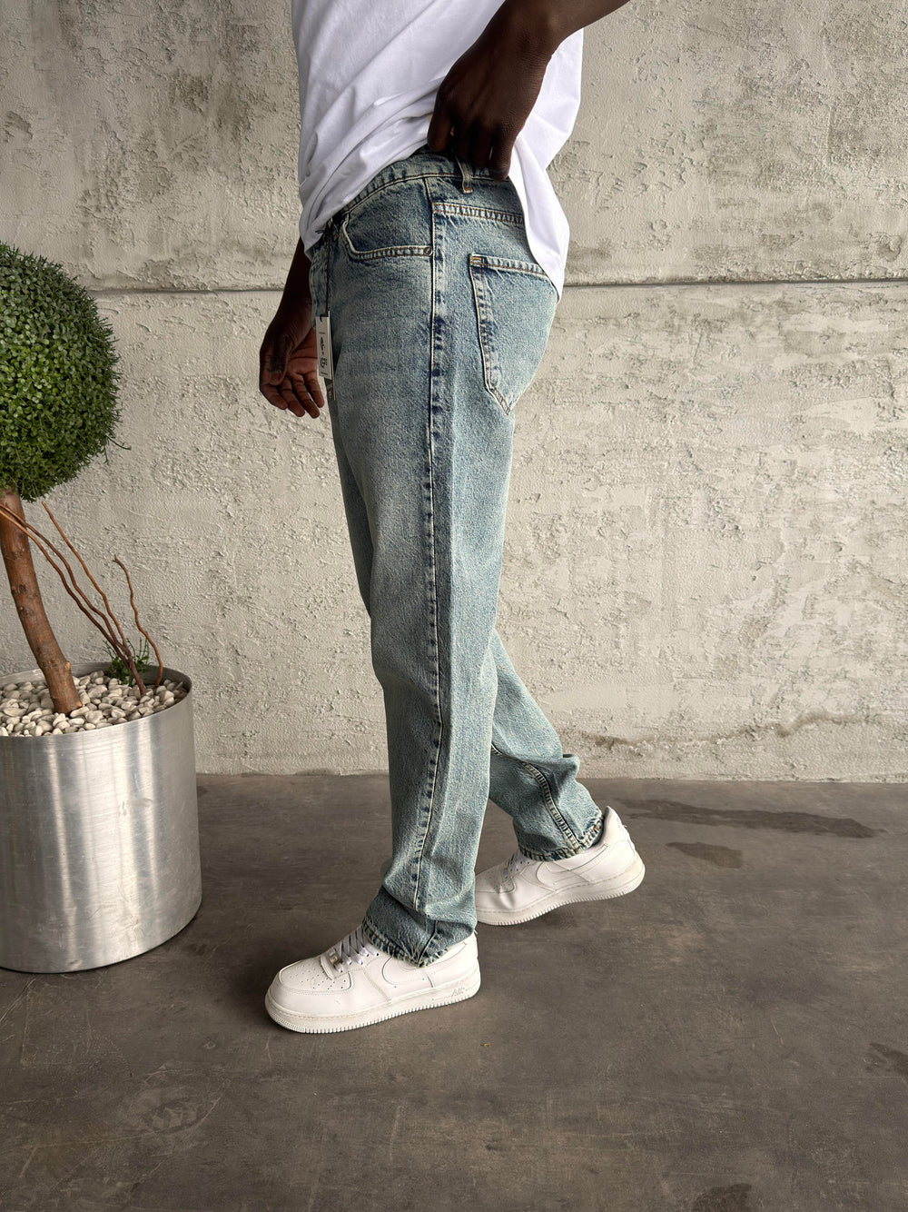 Mavi Yıkamalı Baggy Jean