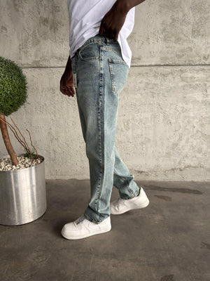 Mavi Yıkamalı Baggy Jean