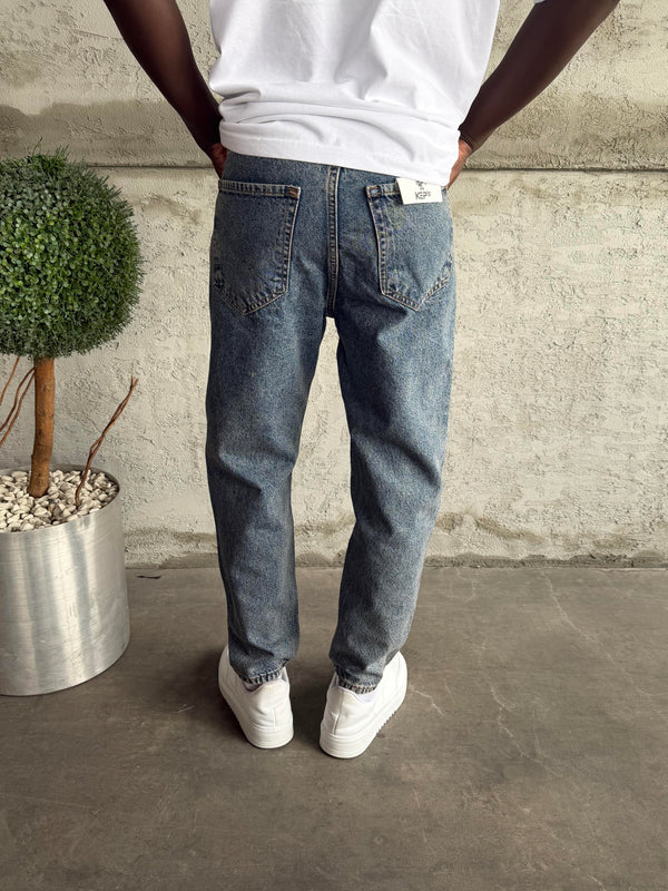 Mavi Yıkamalı Boyfriend Jean
