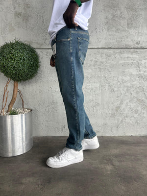 Mavi Yıkamalı Likralı Regular Fit Jean