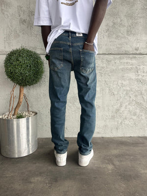 Mavi Yıkamalı Likralı Regular Fit Jean