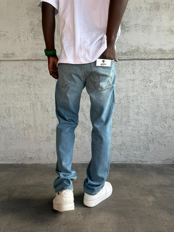 Mavi Yıkamalı Likralı Regular Fit Jean