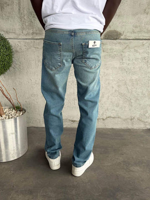 Mavi Yıkamalı Likralı Regular Fit Jean