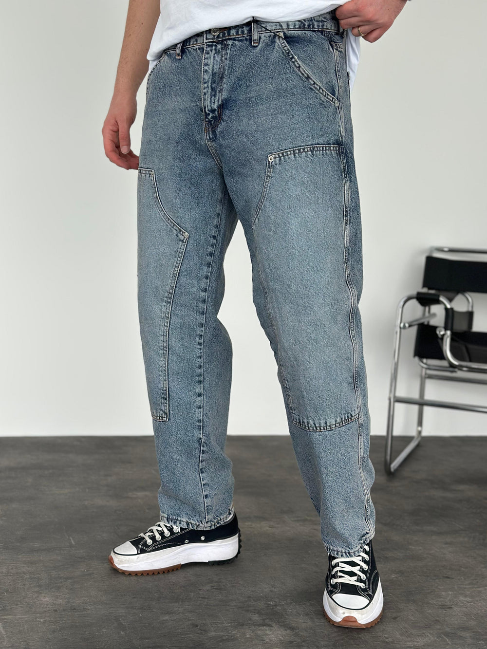 Mavi Yıkamalı Relax Baggy Jean