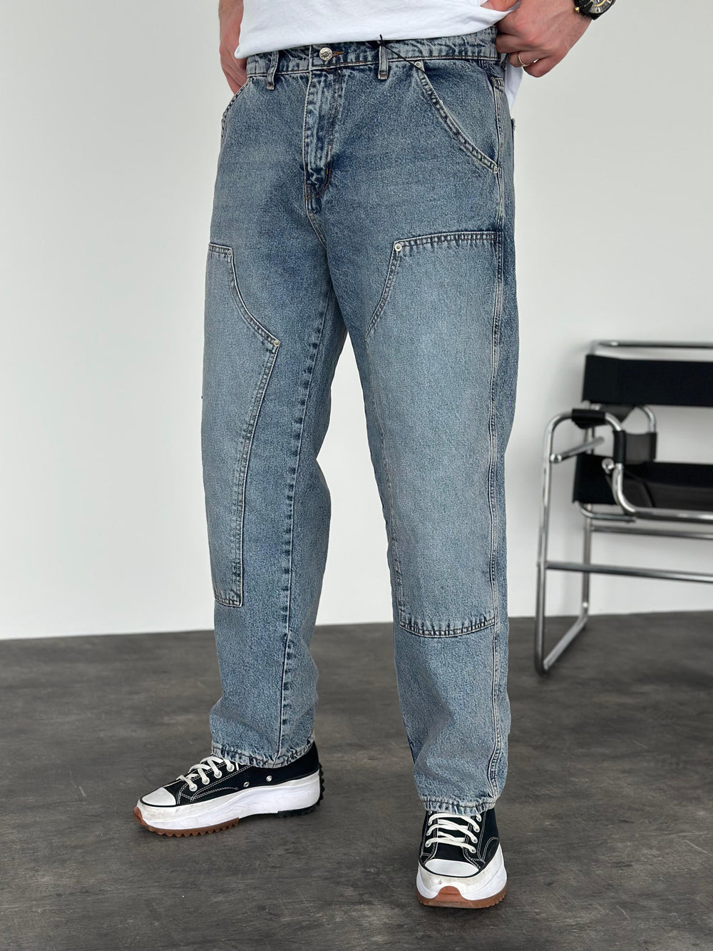 Mavi Yıkamalı Relax Baggy Jean