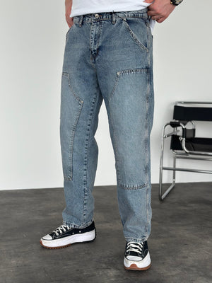 Mavi Yıkamalı Relax Baggy Jean