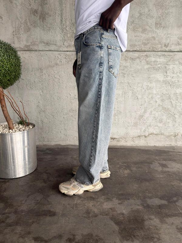 Mavi Yıkamalı Relax Baggy Jean