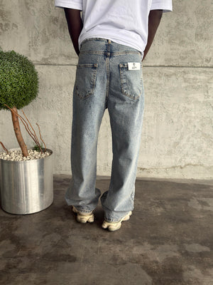 Mavi Yıkamalı Relax Baggy Jean