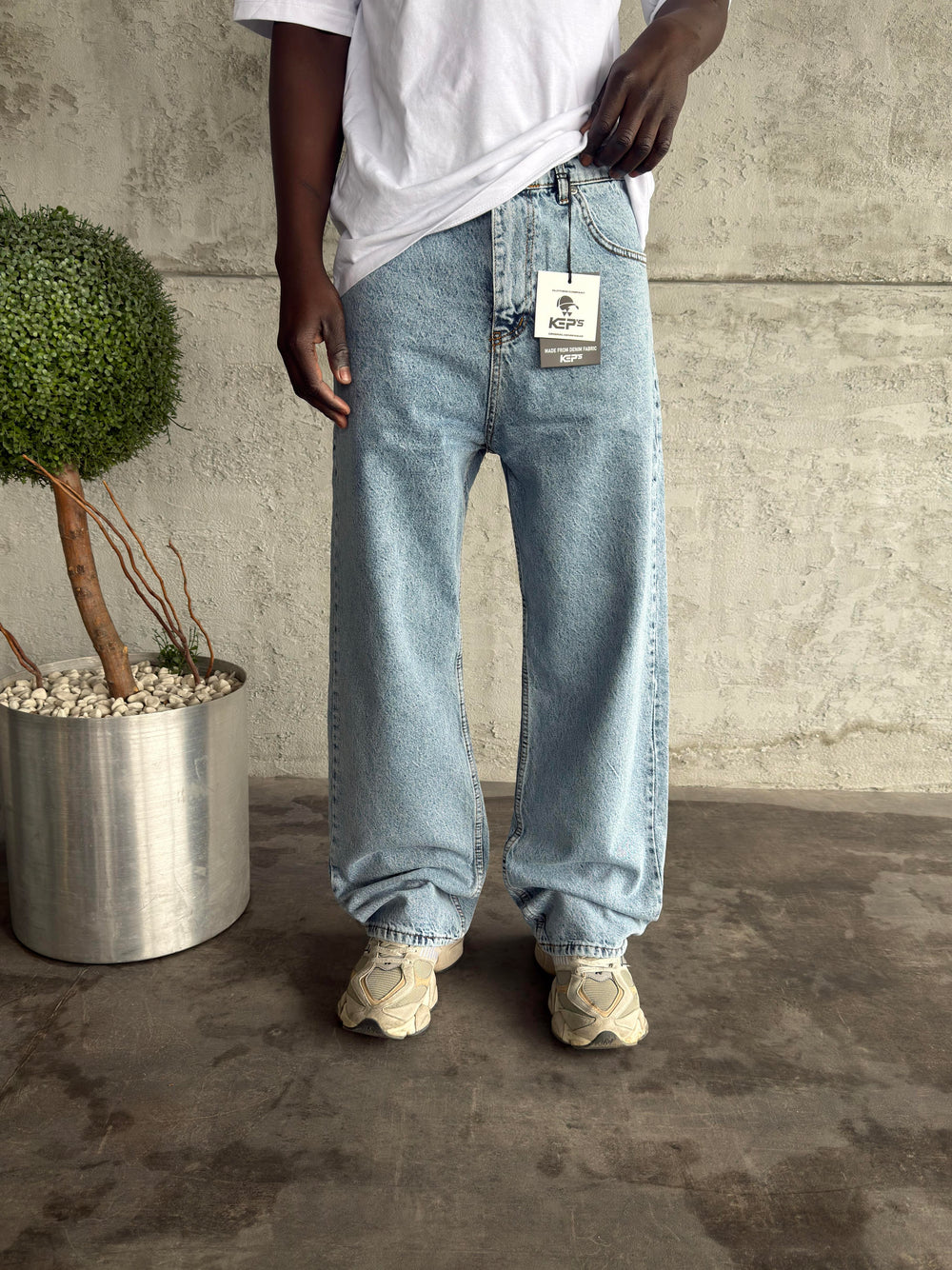 Mavi Yıkamalı Relax Baggy Jean