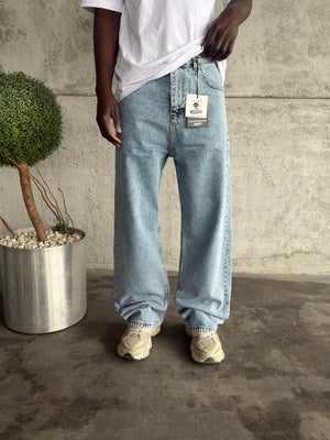 Mavi Yıkamalı Relax Baggy Jean