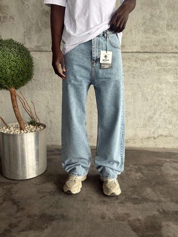 Mavi Yıkamalı Relax Baggy Jean