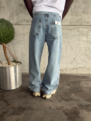 Mavi Yıkamalı Relax Baggy Jean