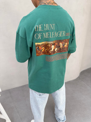 Mercan Yeşil Oversize Baskılı T-Shirt