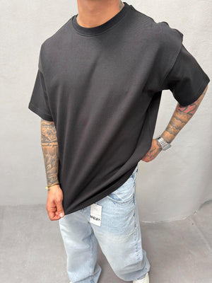 Siyah Doubleface Kumaş T-Shirt