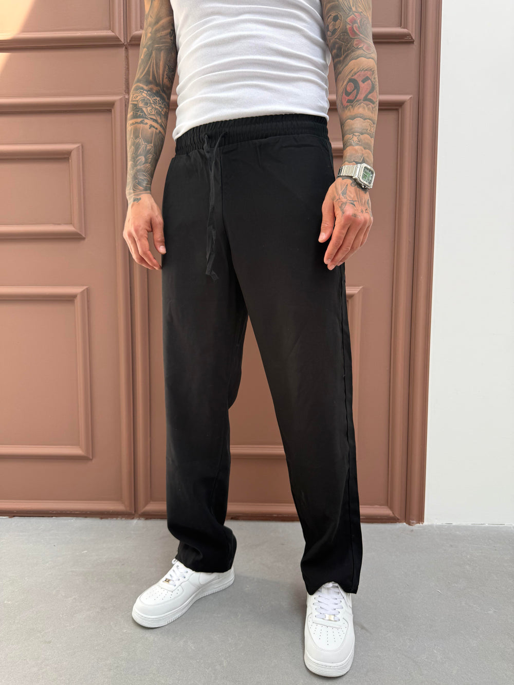 Siyah Duble Kumaş Baggy Pantolon