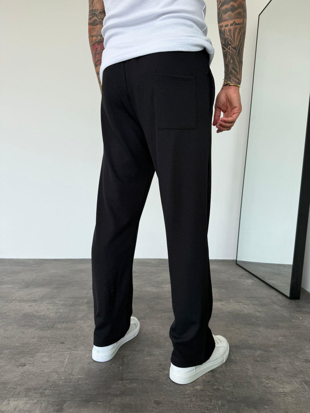 Siyah Fitilli Baggy Pantolon