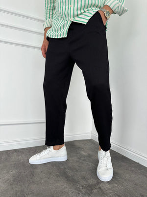 Siyah Fitilli Boyfriend Pantolon