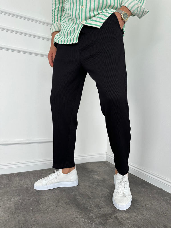 Siyah Fitilli Boyfriend Pantolon