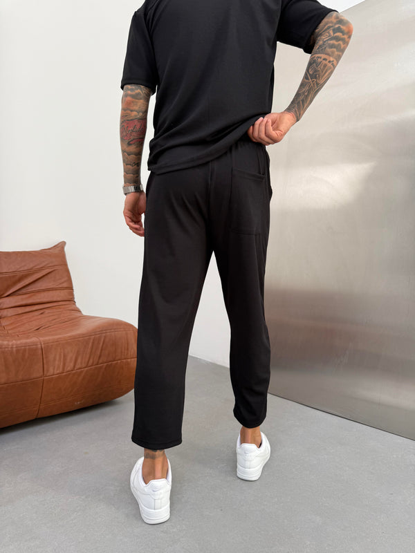 Siyah Fitilli Boyfriend Pantolon