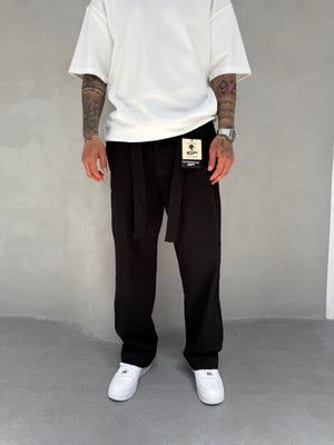 Siyah Gabardin Kumaş Baggy Pantolon