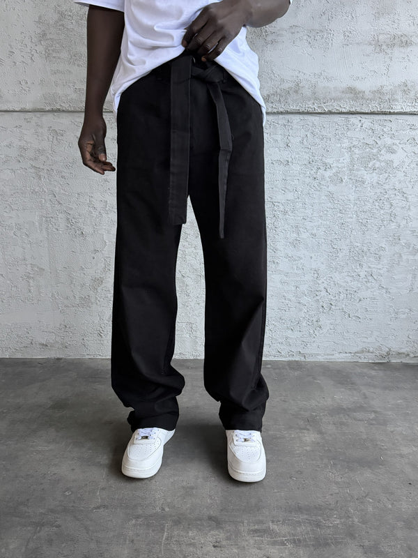 Siyah Gabardin Kumaş Baggy Pantolon
