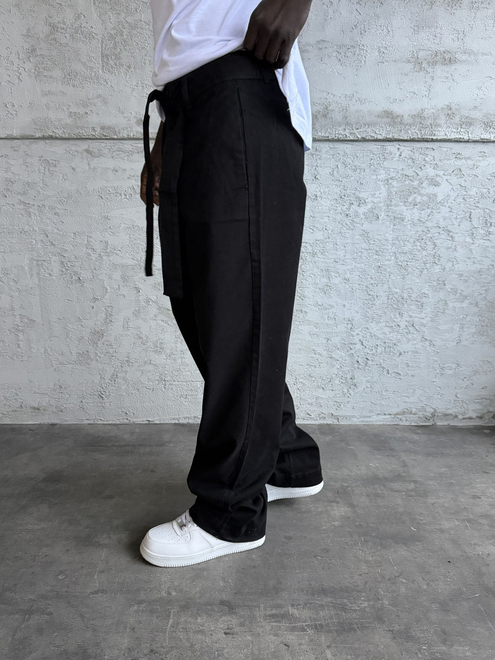 Siyah Gabardin Kumaş Baggy Pantolon