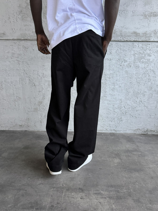 Siyah Gabardin Kumaş Baggy Pantolon