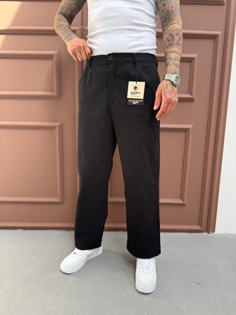 Siyah Gabardin Relax Fit Pantolon