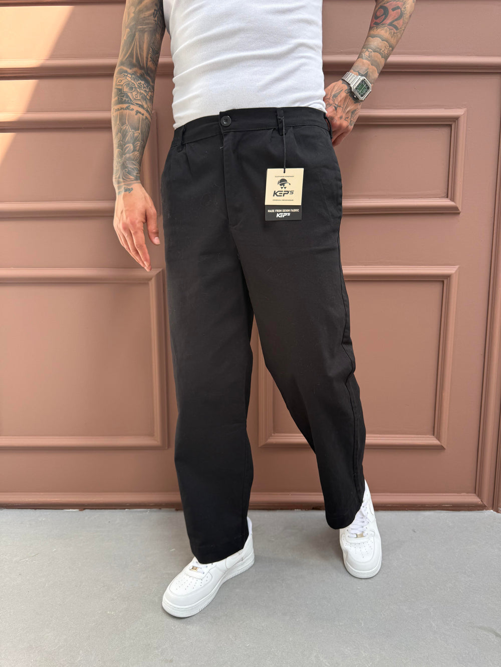 Siyah Gabardin Relax Fit Pantolon