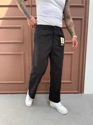 Siyah Gabardin Relax Fit Pantolon