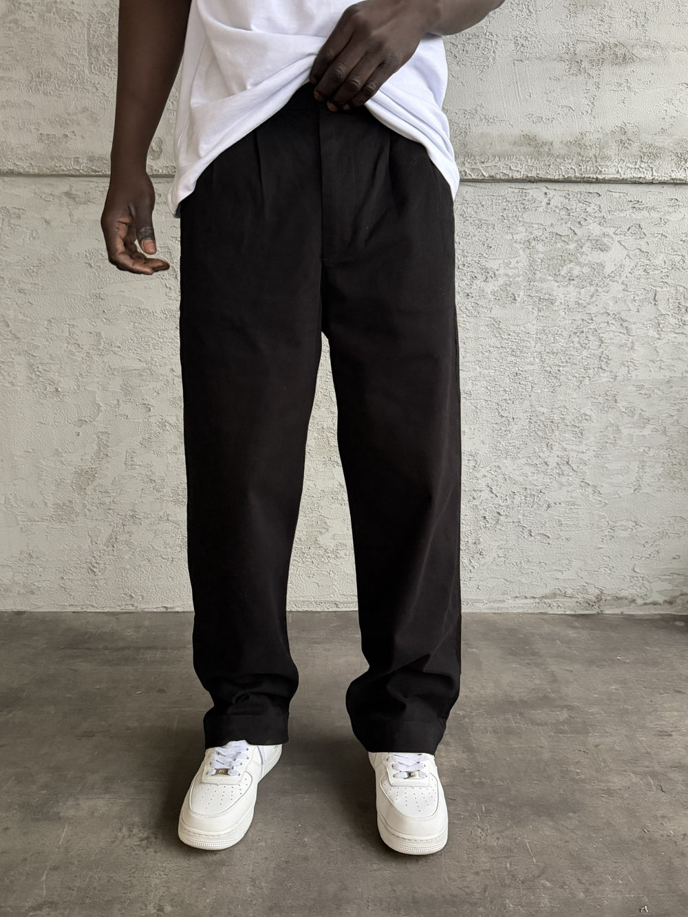 Siyah Gabardin Relax Fit Pantolon