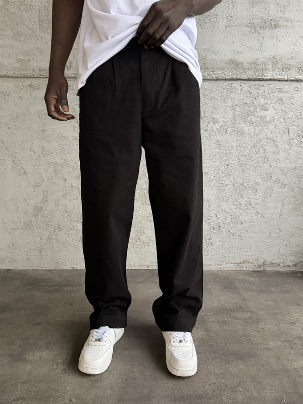 Siyah Gabardin Relax Fit Pantolon