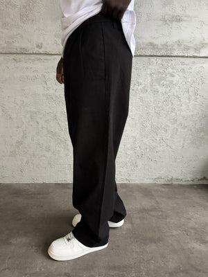 Siyah Gabardin Relax Fit Pantolon