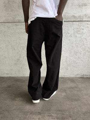 Siyah Gabardin Relax Fit Pantolon