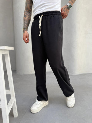 Siyah Jakarlı Baggy Pantolon