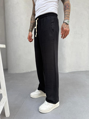Siyah Jakarlı Baggy Pantolon