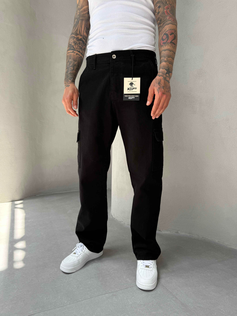 Siyah Kargo Cep Baggy Jean