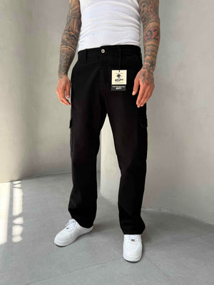 Siyah Kargo Cep Baggy Jean